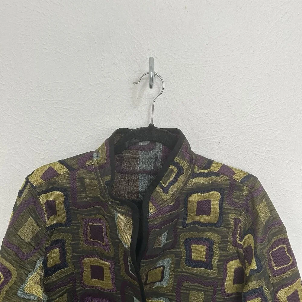 Trimdin Classic Symphony Jewel Artisan JacketColorful Sz M Reversible Mid Length